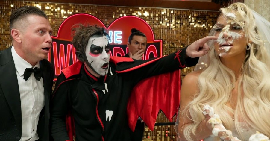 Maryse’s face goes in the cake after Danhausen curses the bride