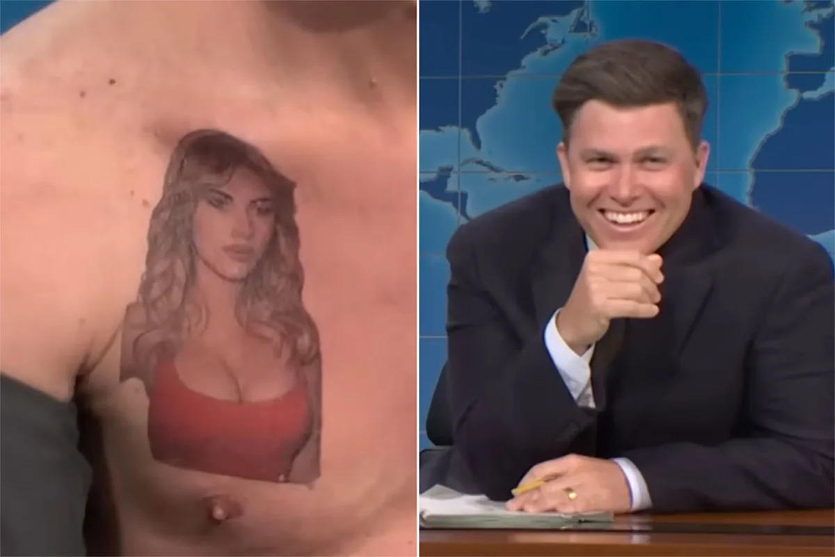 Mikey Day reveals Scarlett Johansson tattoo to a shocked Colin Jost in cut “SNL” sketch: ‘Well this is awkward’