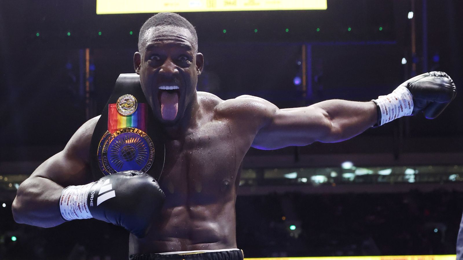 Richard Riakporhe celebrates his victory