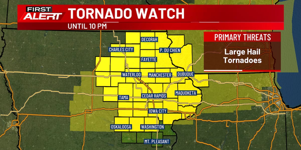 Severe Storms with Large Hail and Tornadoes Developing