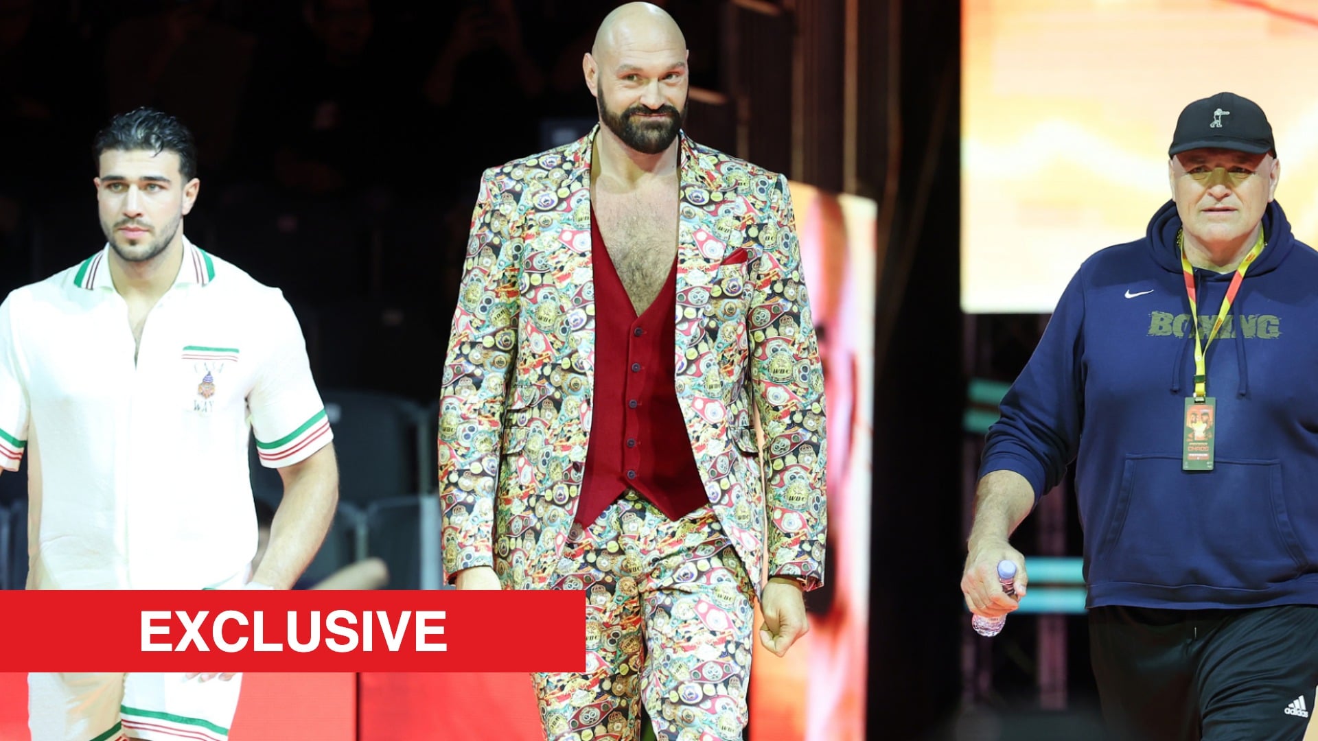 Tommy Fury, Tyson Fury and John Fury all walk out at a boxing press conference