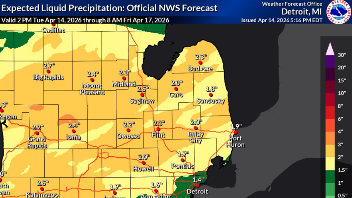 Up to 4 inches of rain expected to soak metro Detroit tonight