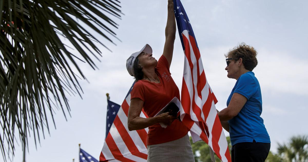 American flags through centuries displayed on Isle of Palms