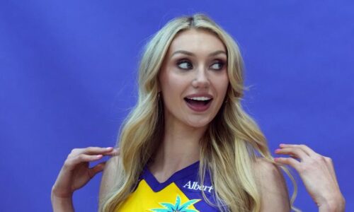 Cam Brink shows off tiny waist in ‘jungle baby’ swimsuit shoot