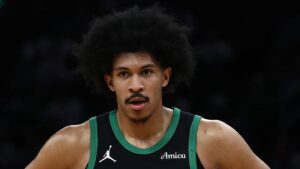 Apr 10, 2026; Boston, Massachusetts, USA; Boston Celtics guard Ron Harper Jr. (13) during the second half against the New Orleans Pelicans at TD Garden. Mandatory Credit: Winslow Townson-Imagn Images