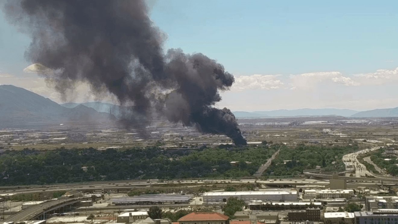 Heavy black smoke seen across Salt Lake, Davis counties after fire ignites