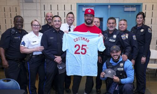 Kyle Schwarber Visits Neighborhood Heroes with Families Behind the Badge Children’s Foundation