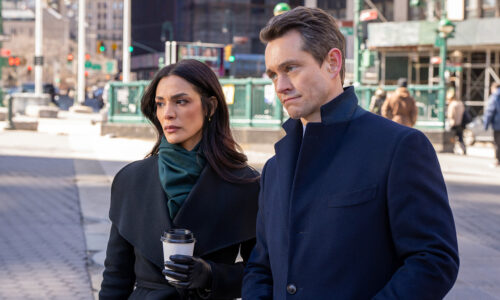 Law and Order Episode 25020 -- Pictured: (l-r) Odelya Halevi as A.D.A. Samantha Maroun, Hugh Dancy as A.D.A. Nolan Price