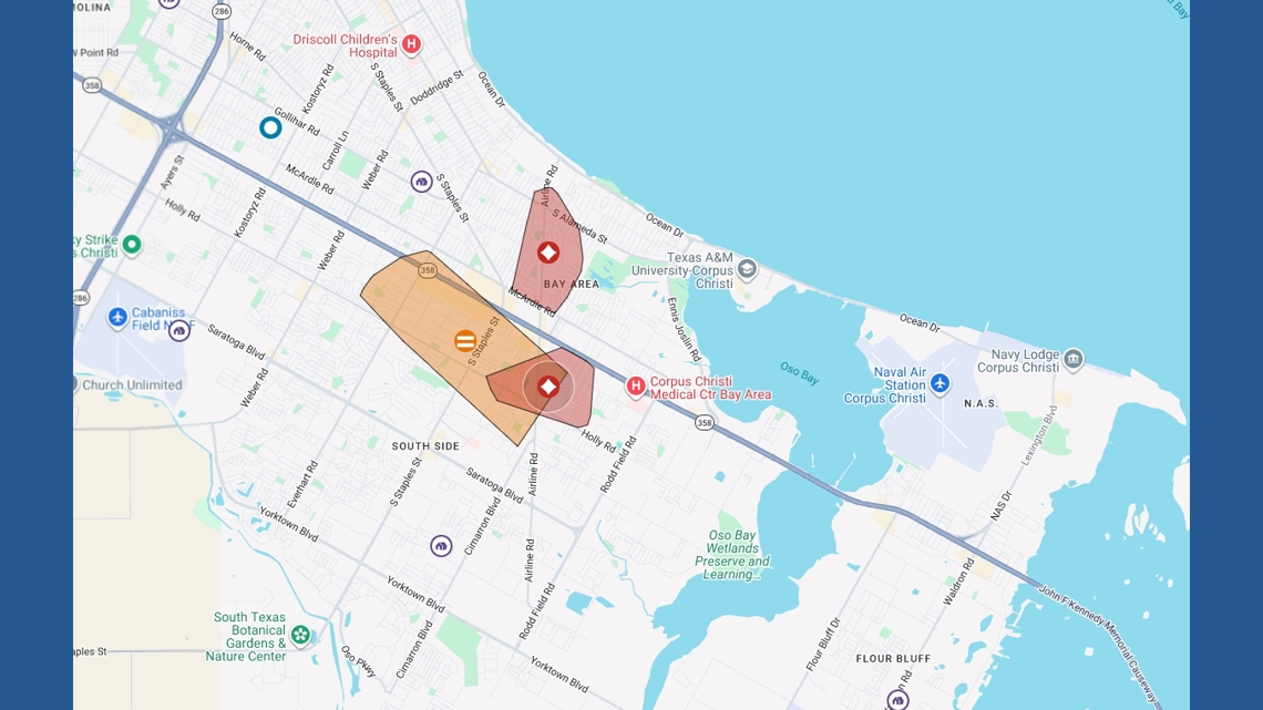More than 3,000 residents without power across Corpus Christi, AEP outage map shows