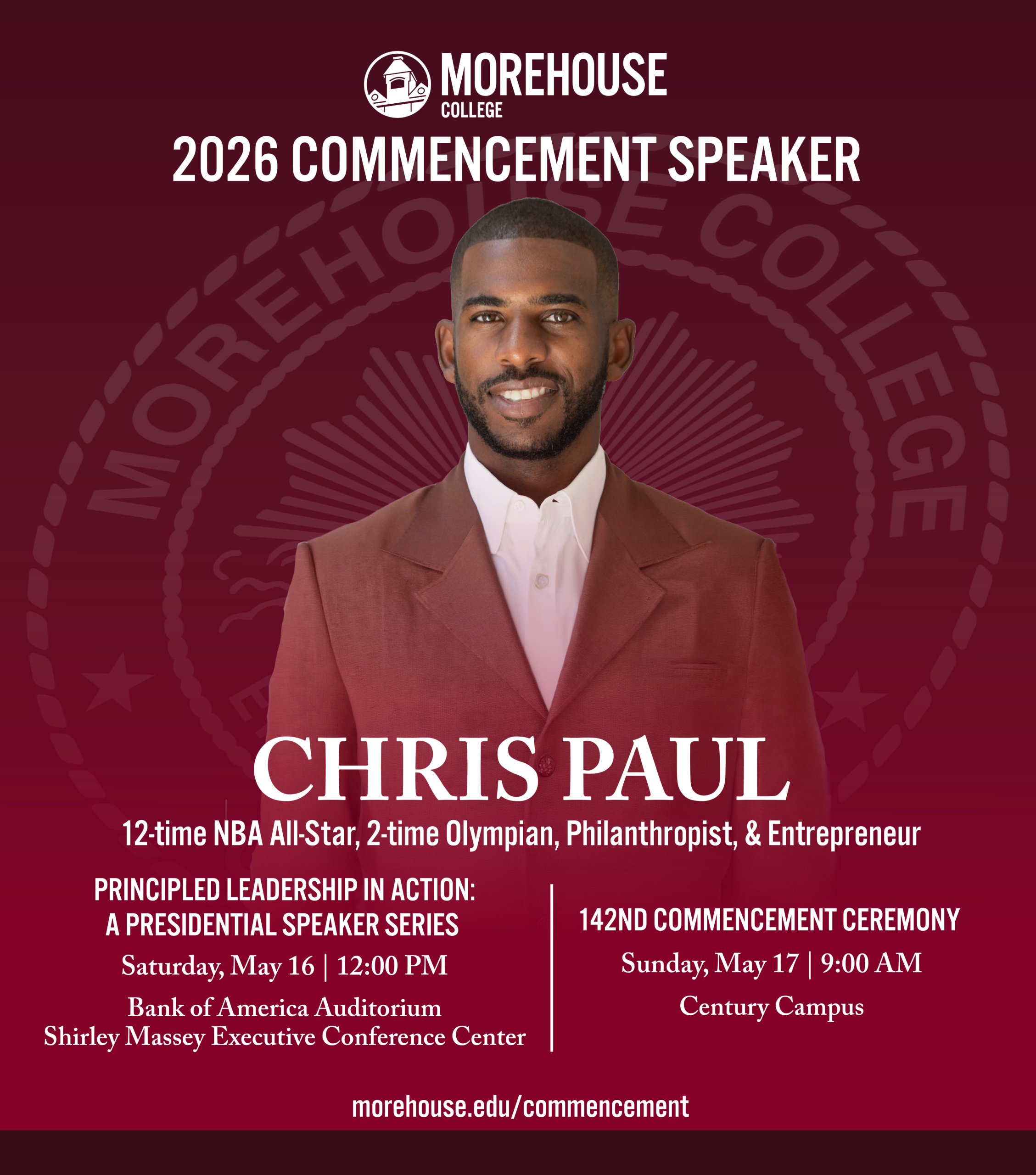 Morehouse College to Welcome 12-Time, NBA All-Star Chris Paul as Commencement Speaker