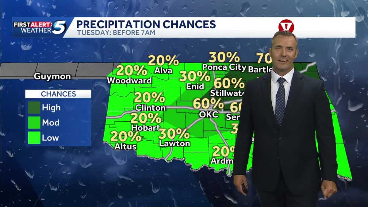 Rain moves out, cold front comes in Tuesday