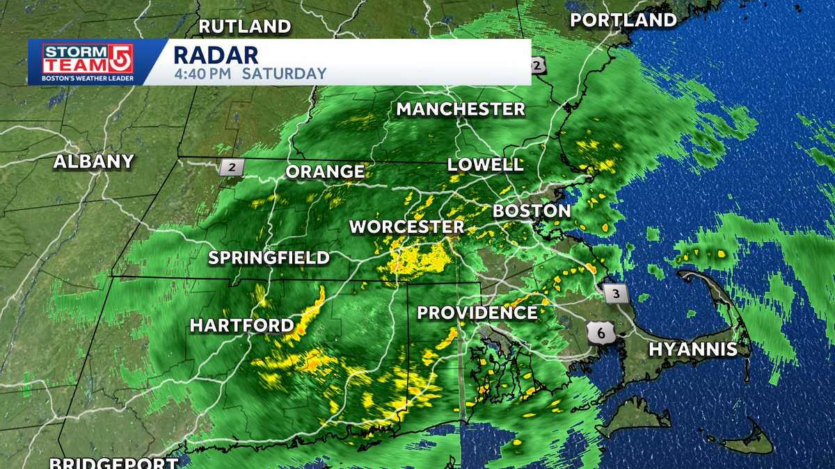 Rainy Saturday ahead for Mass. with storms possible into evening