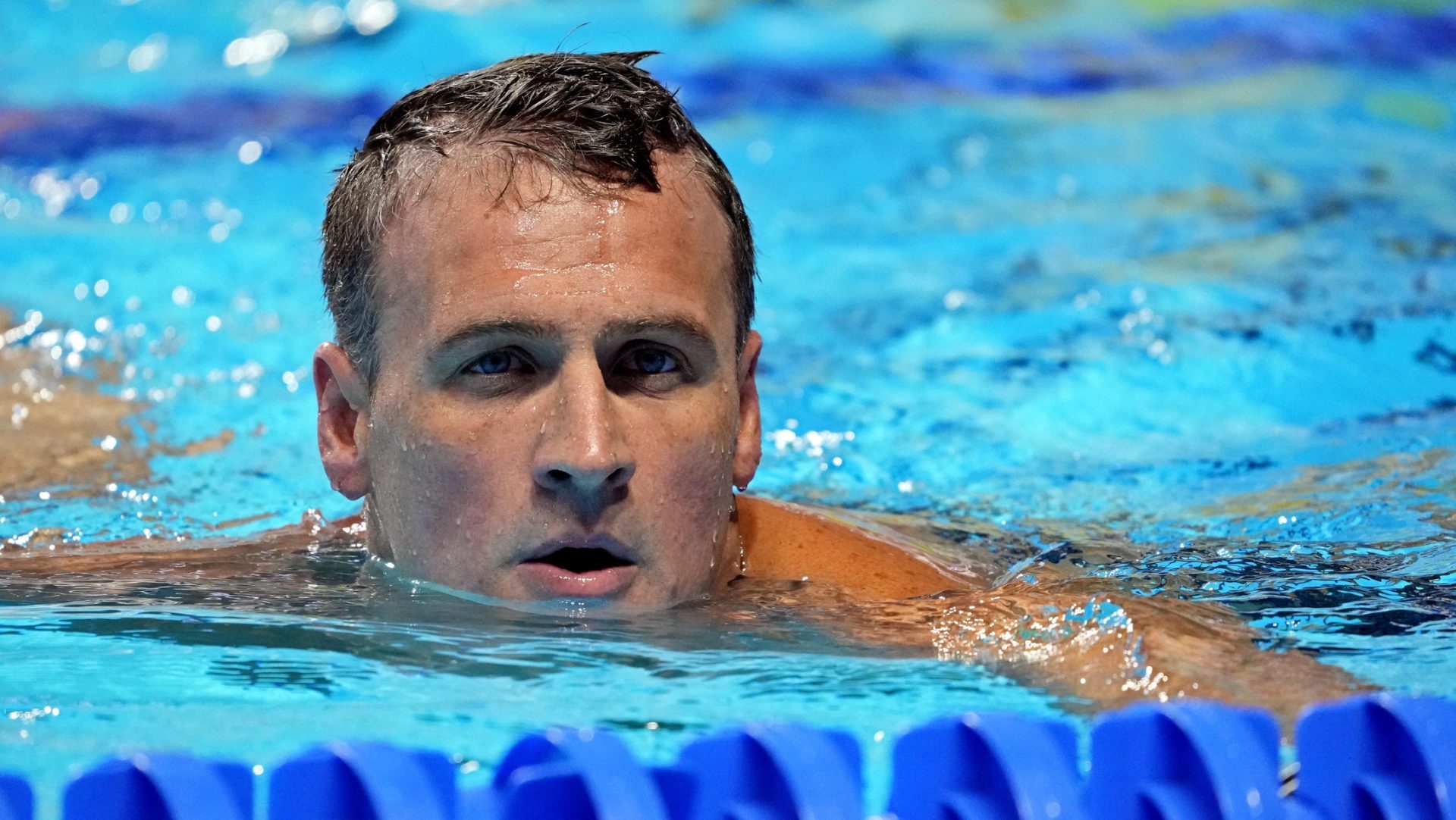 Jun 18, 2021; Omaha, Nebraska, USA; Ryan Lochte after the Men’s 200m Individual Medley Finals during the U.S. Olympic Team Trials Swimming competition at CHI Health Center Omaha. Mandatory Credit: Rob Schumacher-USA TODAY Sports