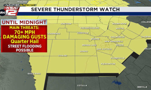 Severe Thunderstorm Watch Issued for South Central Texas