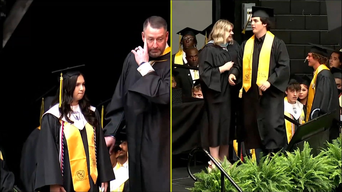 Twin brother accepts Austin Metcalf’s posthumous diploma at Frisco graduation