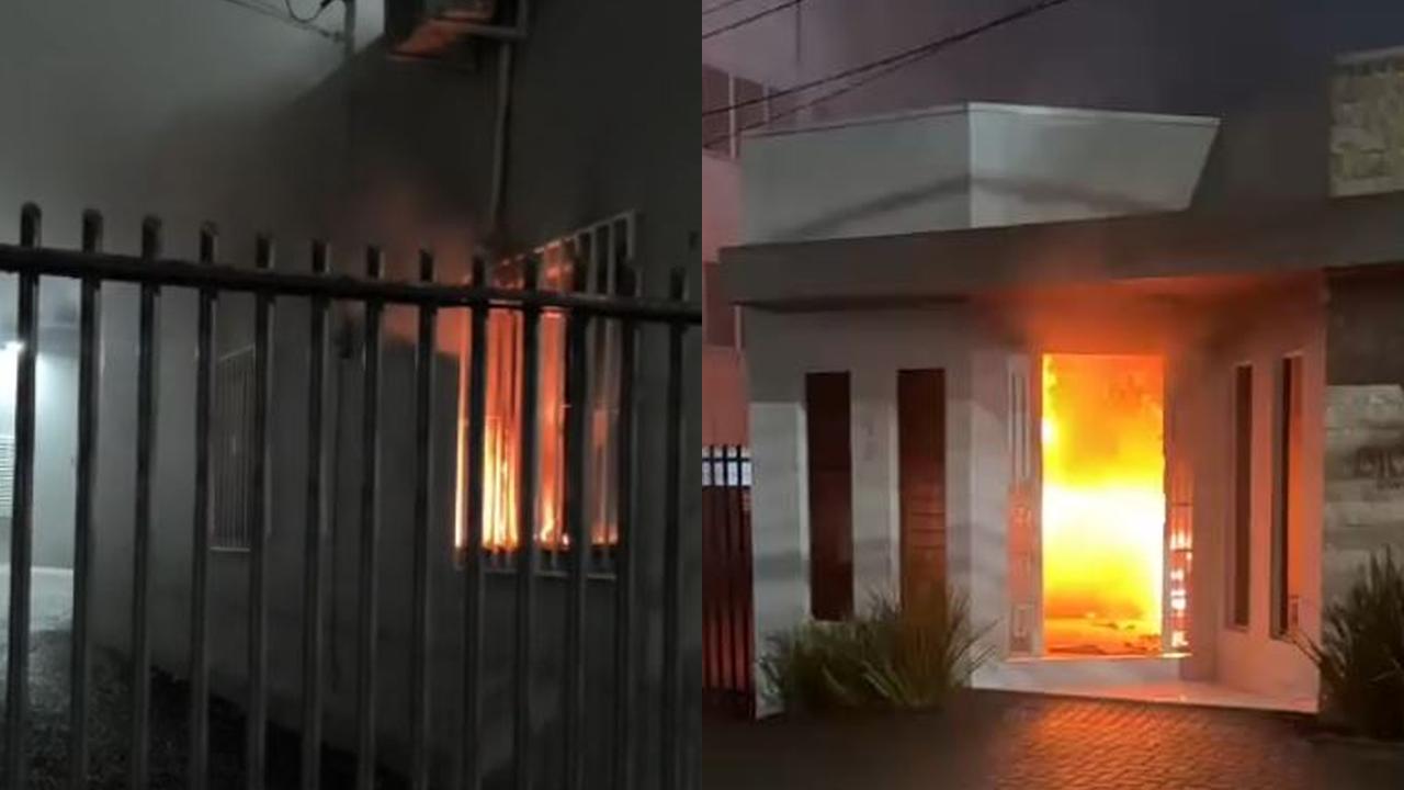 Vídeos enviados à CGN mostram chamas consumindo clínica no Centro de Cascavel