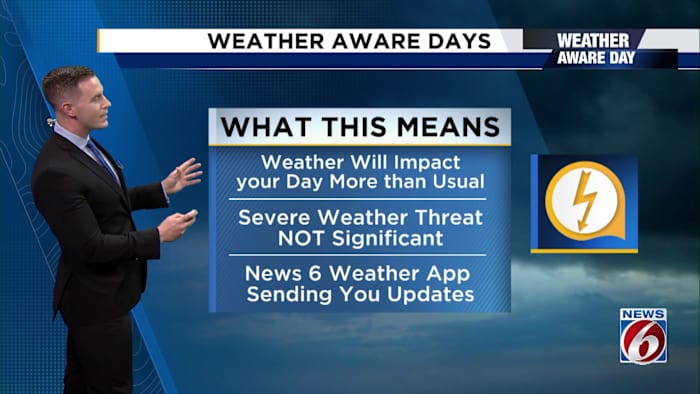 Weather Aware Days issued as rain chances climb